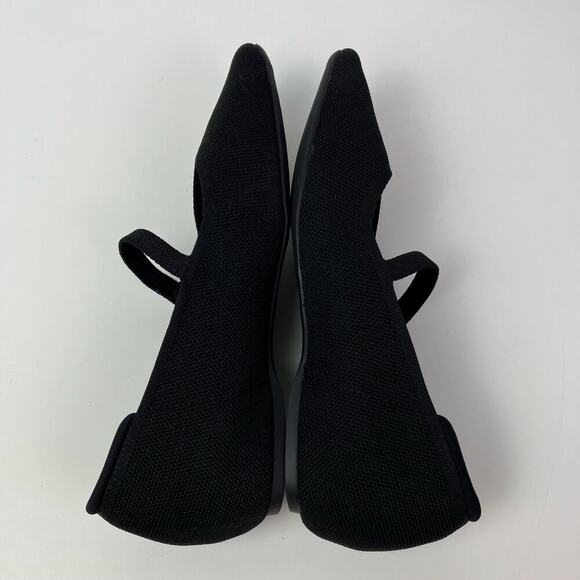 Cusolemore Sz 8.5 Square Toe Mary Jane Flats Black Knit Fabric Hidden Wedge - Picture 13 of 16